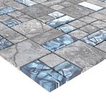 vidaXL Carreaux mosaïque 11 Pièces Gris et bleu 30x30 cm Verre