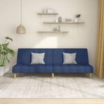 vidaXL Canapé-lit à 2 places bleu tissu