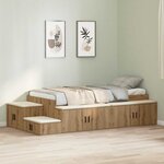 vidaXL Cadre de lit avec rangement chêne artisanal 234 x 118 x 53.5 cm