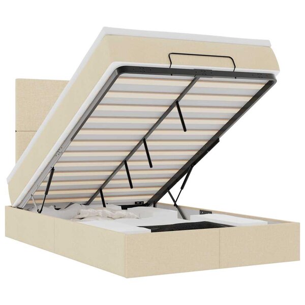 vidaXL Cadre de lit ottoman avec matelas crème 120x200cm tissu