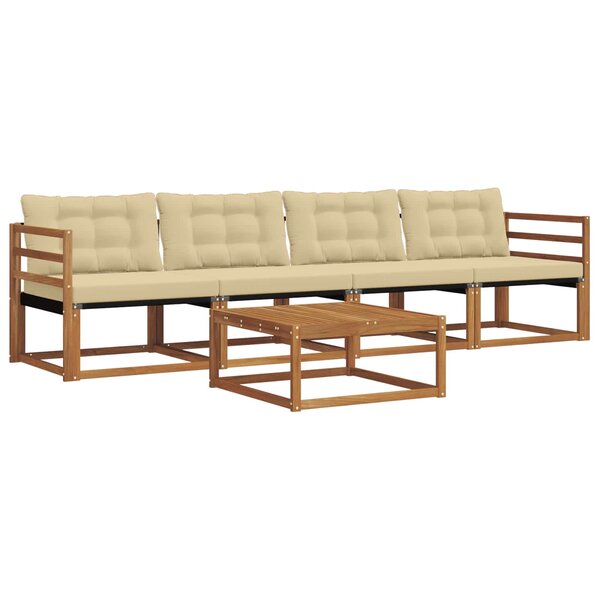 vidaXL Ensemble de canapés d'extérieur 5 Pièces Naturel et Beige