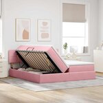 vidaXL Lit de rangement LED avec matelas Rose 180 x 200 cm Velours