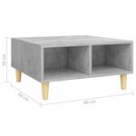 vidaXL Table basse gris béton 60x60x30 cm bois d'ingénierie