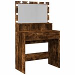 vidaXL Coiffeuse avec LED chêne fumé 80x41x134 5 cm