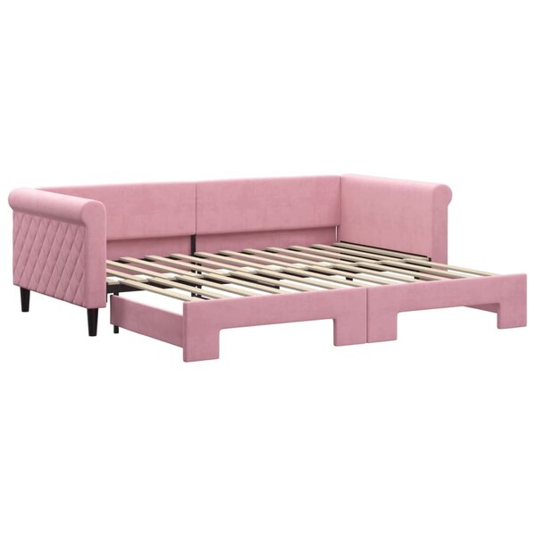 vidaXL Lit de jour avec lit gigogne rose 90x200 cm velours