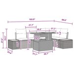 vidaXL Ensemble de canapé de jardin 6 Pièces Noir Poly rotin