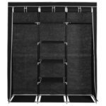 vidaXL Armoire avec compartiments et barres Noir 150x45x175 cm Tissu