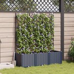 vidaXL Jardinier avec treillis 3 Pièces Gris 120x40x143 cm