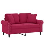 vidaXL Canapé 2 places avec oreillers bordeaux 120 cm velours