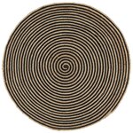 vidaXL Tapis fait à la main Jute avec design de spirale Noir 150 cm
