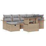 vidaXL Ensemble de canapé de jardin 7 Pièces Beige Poly rotin