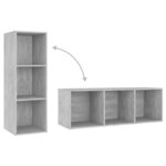 vidaXL Meuble TV gris béton 107x35x37 cm bois d’ingénierie