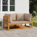 vidaXL Canapés d'angle sectionnels 2 Pièces coussins taupe Bois acacia