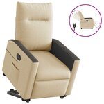 vidaXL Fauteuil inclinable électrique crème tissu