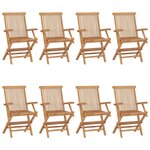 vidaXL Chaises de jardin avec coussins blanc crème 8 Pièces Teck massif