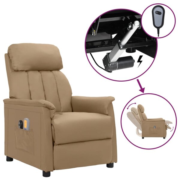 vidaXL Fauteuil de massage électrique Cappuccino Similicuir
