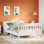 vidaXL Lit bibliothèque sans matelas blanc 160x200 cm bois pin massif