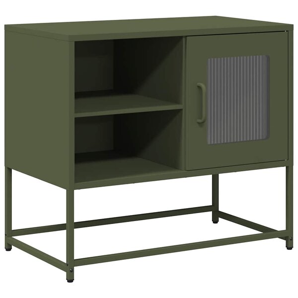 vidaXL Meuble TV vert olive 68x39x60 5 cm acier