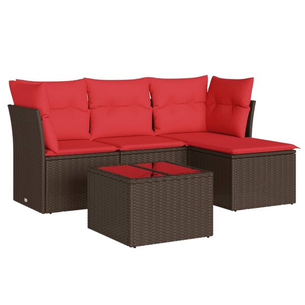 vidaXL Salon de jardin avec coussins 5 Pièces marron résine tressée