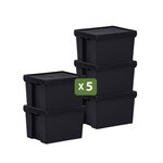 Pack and Move - Lot 5 Boîtes Stockage Plastique - 40 x 50 5 x 32 cm - 380KG Max - Stockage  Outils  Bricolage - Ultra Résistant - Réutilisable - 45L