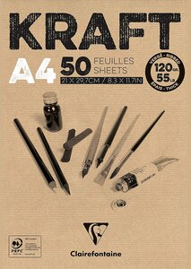 Un Bloc de KRAFT BRUN VERGE 21X29 7 cm 50 feuilles 120g CLAIREFONTAINE