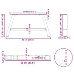 vidaXL Pieds de table basse en forme de A  2 pièces  60 x (30-31) cm  acier