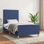 vidaXL Cadre de lit avec tête de lit Bleu 90x200 cm Tissu