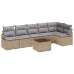 vidaXL Ensemble de canapé de jardin 7 pièces avec des coussins en rotin poly noir