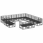 vidaXL Ensemble de canapé de jardin avec coussin 13 Pièces Noir Aluminium