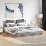 vidaXL Cadre de lit tête de lit et lumières LED sonoma gris 160x200 cm