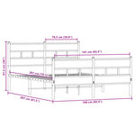 vidaXL Cadre de lit en métal sans matelas chêne fumé 160x200 cm