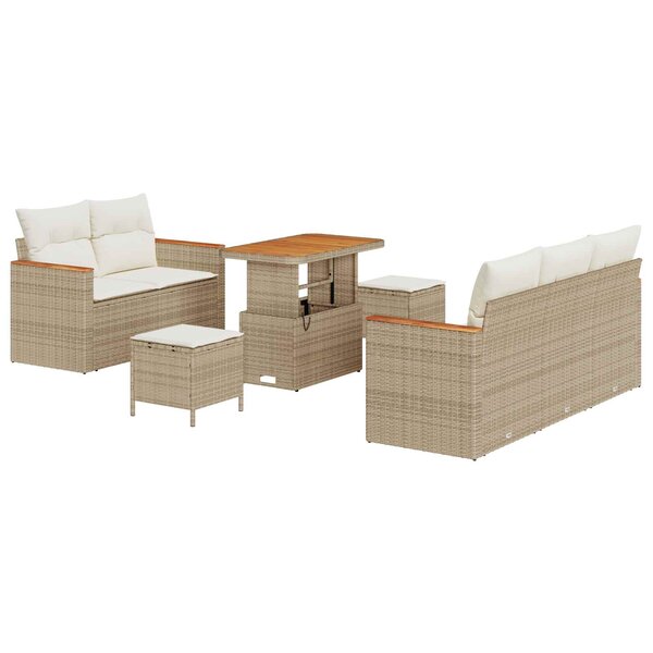 vidaXL Ensemble de canapé de jardin 8 Pièces Beige polyrotin