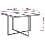 vidaXL Table de jardin Marron 109x107x74 cm Résine tressée et verre