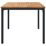 vidaXL Table de jardin Naturel et Noir 150 x 90 x 75 cm