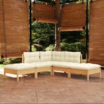 vidaXL Salon de jardin 5 Pièces avec coussins crème bois de pin
