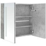 vidaXL Armoire de salle de bain à miroir LED Gris béton 62x14x60 cm