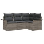 vidaXL Ensemble de canapé de jardin avec coussin 4 Pièces Gris Poly rotin
