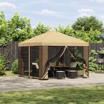 vidaXL Abri de jardin avec parois 3 x 3 m Crème Polyester et Acier