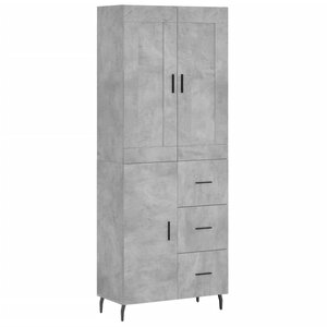 vidaXL Buffet haut Gris béton 69 5x34x180 cm Bois d'ingénierie