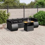 vidaXL Salon de jardin 8 Pièces avec coussins noir résine tressée