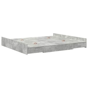 vidaXL Cadre de lit avec rangement avec tiroir Gris béton 200 x 200 cm