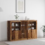 Buffet vidaXL avec lumières LED Bois ancien 162x37x100 cm Bois d'ingénierie