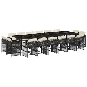 vidaXL Ensemble à manger de jardin 17 Pièces coussins noir résine tressée