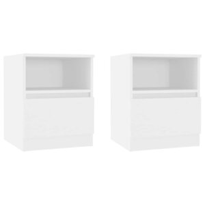 vidaXL Tables de chevet 2 Pièces blanc 40x40x50 cm bois d'ingénierie