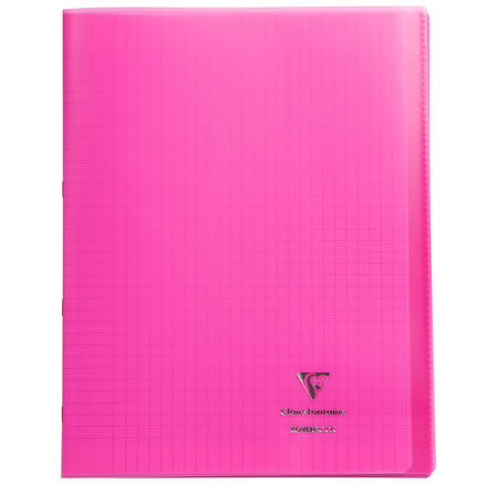 Cahier Protège-cahier Koverbook Piqué Polypro 24x32 cm 96p séyès Rose Transparent CLAIREFONTAINE
