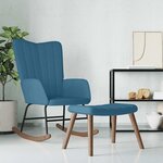 vidaXL Chaise à bascule avec repose-pied Bleu Velours