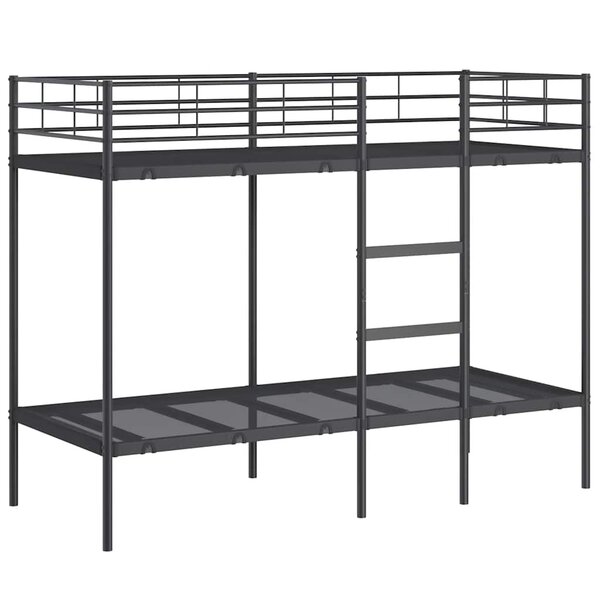 VidaXL Lit superposé sans matelas noir 80x200 cm acier