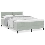 Lit à ressort vidaXL avec matelas Gris clair 140x190 cm Velours