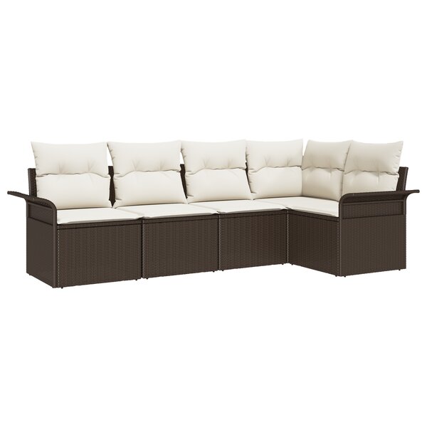 vidaXL Ensemble de canapé de jardin 5 pièces avec des coussins en rotin marron