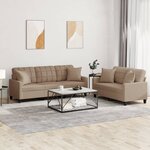 vidaXL Ensemble de canapés 2 Pièces avec coussins cappuccino similicuir